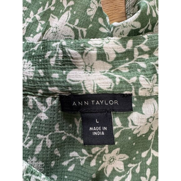 Ann Taylor Blouse Size Large Ruffles Long Sleeve Floral Lightweight Flowing City - Picture 3 of 10